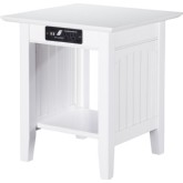 Nantucket End Table w/ Charger in White