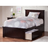 Nantucket Twin XL Bed w/ Matching Footboard & 2 Urban Bed Drawers in Espresso