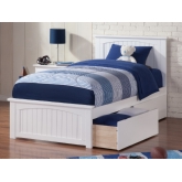 Nantucket Twin XL Bed w/ Matching Footboard & 2 Urban Bed Drawers in White