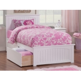 Nantucket Twin Bed w/ Matching Footboard & 2 Urban Bed Drawers in White