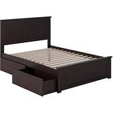 Nantucket Full Bed w/ Matching Footboard & 2 Urban Bed Drawers in Espresso