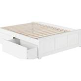 Madison Full Bed w/ Matching Footboard & 2 Urban Bed Drawers in White