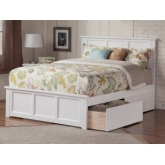 Madison Queen Bed w/ Matching Footboard & 2 Urban Bed Drawers in White