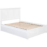 Madison King Bed w/ Flat Panel Footboard & 2 Urban Bed Drawers in White