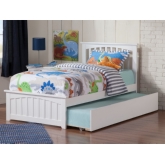 Mission Twin Bed w/ Matching Footboard & Urban Trundle Bed in White