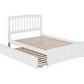 Mission Full Bed w/ Matching Footboard & Urban Trundle Bed in White