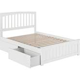 Mission Full Bed w/ Matching Footboard & 2 Urban Bed Drawers in White