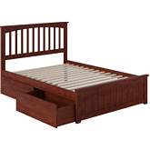 Mission Full Bed w/ Matching Footboard & 2 Urban Bed Drawers in Walnut
