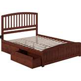 Richmond Queen Bed w/ Matching Footboard & 2 Urban Bed Drawers in Walnut