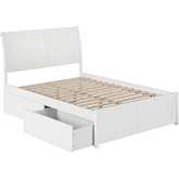 Portland Full Bed w/ Matching Footboard & 2 Urban Bed Drawers in White