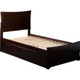 Metro Twin XL Bed w/ Matching Footboard & 2 Urban Bed Drawers in Espresso