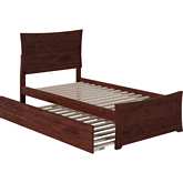 Metro Twin Bed w/ Matching Footboard & Urban Trundle Bed in Walnut