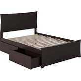 Metro Full Bed w/ Matching Footboard & 2 Urban Bed Drawers in Espresso