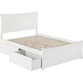 Metro Full Bed w/ Matching Footboard & 2 Urban Bed Drawers in White