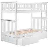 Columbia Bunk Bed Twin Over Twin w/ Urban Bed Drawers in White
