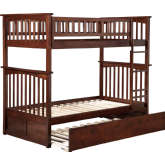 Columbia Bunk Bed Twin Over Twin w/ Urban Trundle Bed in Walnut