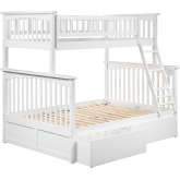 Columbia Bunk Bed Twin Over Full w/ Urban Bed Drawers in White