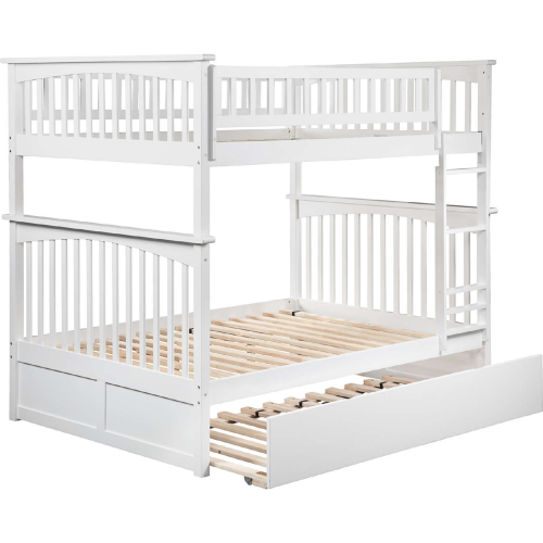 Columbia Bunk Bed Full over Full & Full Urban Trundle Bed in White