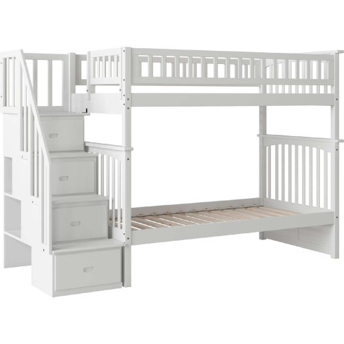 Columbia Staircase Twin over Twin Bunk Bed in White