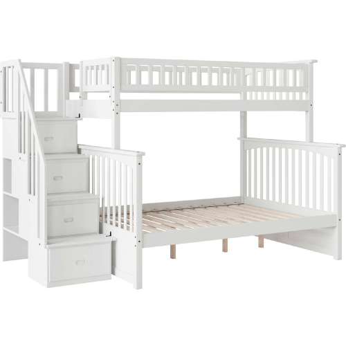 Columbia Staircase Twin over Full Bunk Bed in White