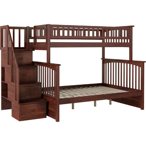 Columbia Staircase Twin over Full Bunk Bed in Antique Walnut