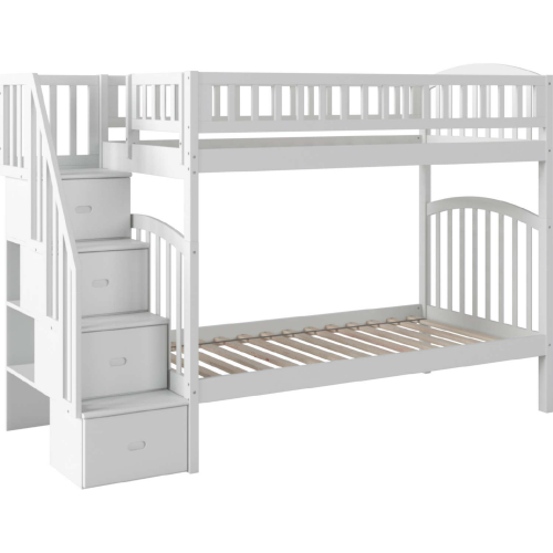 Westbrook Staircase Twin over Twin Bunk Bed in White