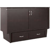 Chelsea Queen Murphy Bed Chest with Mattress in Espresso Finish Wood