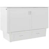 Chelsea Queen Murphy Bed Chest with Mattress in White Finish Wood