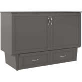 Chelsea Queen Murphy Bed Chest with Mattress in Grey Finish Wood