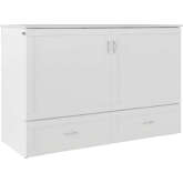 Raleigh Queen Murphy Bed Chest with Mattress in White Finish Wood