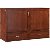Raleigh Queen Murphy Bed Chest with Mattress in Walnut Finish Wood
