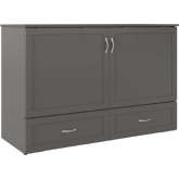 Raleigh Queen Murphy Bed Chest with Mattress in Grey Finish Wood