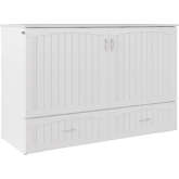 Aspen Queen Murphy Bed Chest with Mattress in White Finish Wood