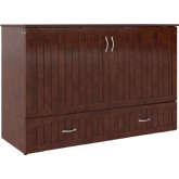 Aspen Queen Murphy Bed Chest with Mattress in Walnut Finish Wood