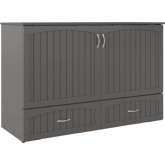 Aspen Queen Murphy Bed Chest with Mattress in Grey Finish Wood