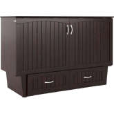 Sydney Coastal Queen Murphy Bed Chest with Mattress in Espresso Finish Wood