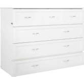 Deerfield Full Murphy Bed Chest with Charging Station in White Finish
