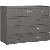 Deerfield Full Murphy Bed Chest with Charging Station in Atlantic Grey Finish