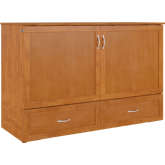 Hamilton Queen Murphy Bed Chest with Mattress, Storage & Charger in Light Toffee