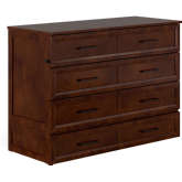 Tucson Full Murphy Bed Chest with 6" Mattress, Drawer & Built in Charger in Walnut Finish Wood