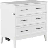 Santa Fe Twin Murphy Bed Chest with Built in Charger & Mattress in White Finish Wood
