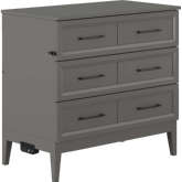 Santa Fe Twin Murphy Bed Chest with Built in Charger & Mattress in Grey Finish Wood