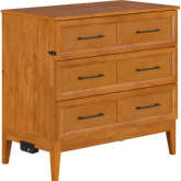 Santa Fe Twin Murphy Bed Chest with Built in Charger & Mattress in Light Toffee Finish Wood