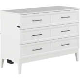 Santa Fe Full Murphy Bed Chest with Built in Charger & Mattress in White Finish Wood