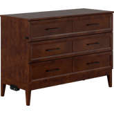 Santa Fe Full Murphy Bed Chest with Built in Charger & Mattress in Walnut Finish Wood