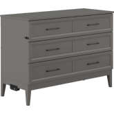 Santa Fe Full Murphy Bed Chest with Built in Charger & Mattress in Grey Finish Wood