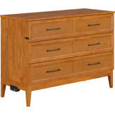 Santa Fe Full Murphy Bed Chest with Built in Charger & Mattress in Light Toffee Finish Wood