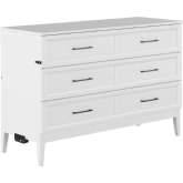Santa Fe Queen Murphy Bed Chest with Built in Charger & Mattress in White Finish Wood