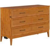 Santa Fe Queen Murphy Bed Chest with Built in Charger & Mattress in Light Toffee Finish Wood