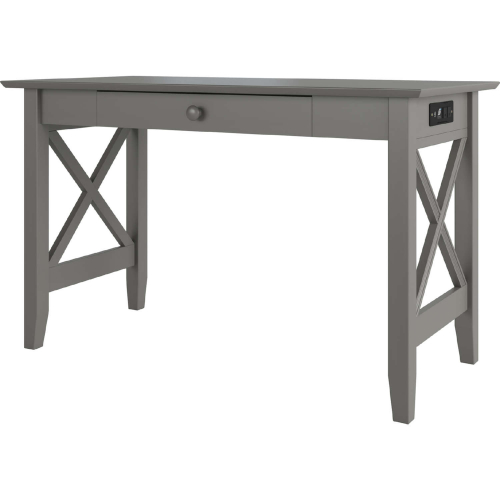 Lexi X Design Desk with Drawer & Charging Station in Grey Finish Wood